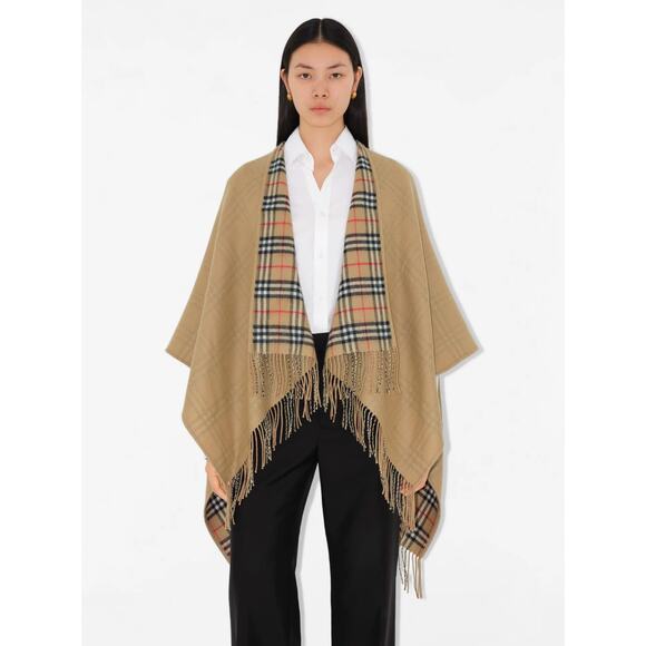 Burberry Reversible Check Wool Cape ONE SIZE - Picture 1 of 8